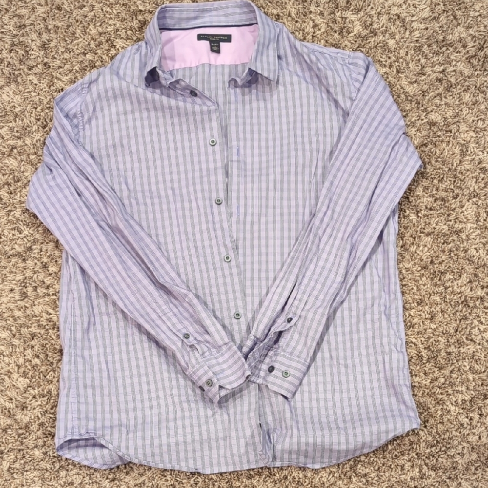 Banana Republic Lavender Striped Button Down Shirt